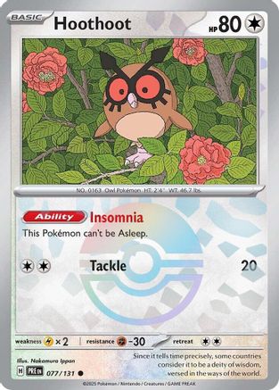 SV Prismatic Evolutions 077/131 Hoothoot (Poke Ball Pattern) - Holofoil - Common
