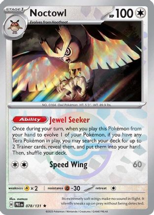 SV Prismatic Evolutions 078/131 Noctowl (Poke Ball Pattern) - Holofoil - Rare