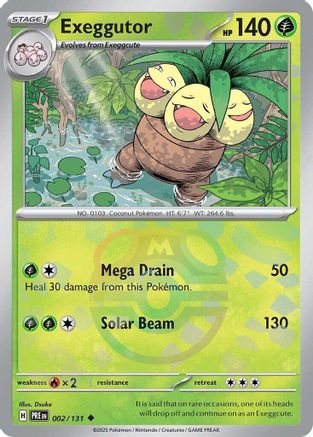 SV Prismatic Evolutions 002/131 Exeggutor (Master Ball Pattern) - Holofoil - Uncommon