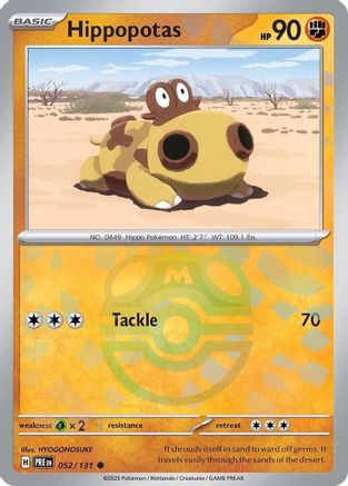 SV Prismatic Evolutions 052/131 Hippopotas (Master Ball Pattern) - Holofoil - Common