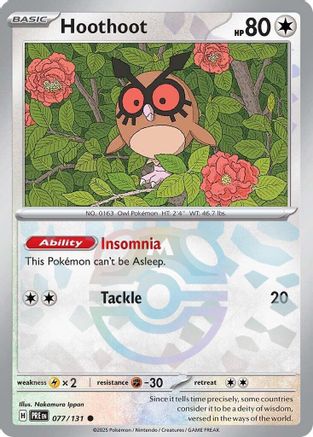 SV Prismatic Evolutions 077/131 Hoothoot (Master Ball Pattern) - Holofoil - Common
