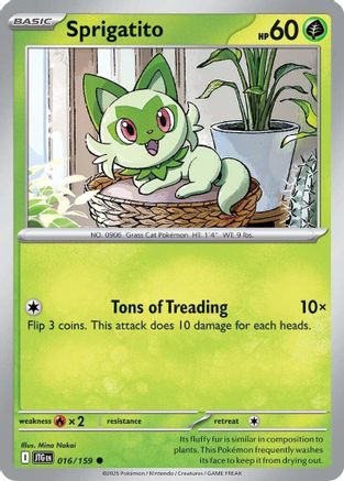 SV09 Journey Together 016/159 Sprigatito - Reverse Holofoil - Common