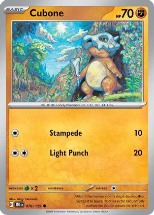 SV09 Journey Together 076/159 Cubone - Reverse Holofoil - Common