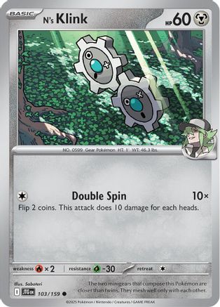 SV09 Journey Together 103/159 N's Klink - Reverse Holofoil - Common