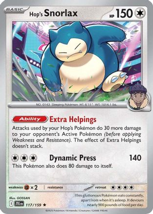 SV09 Journey Together 117/159 Hop's Snorlax - Holofoil - Rare