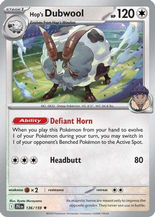 SV09 Journey Together 136/159 Hop's Dubwool - Reverse Holofoil - Rare