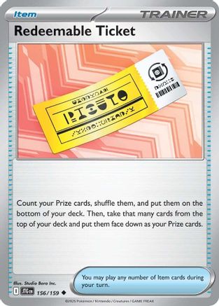 SV09 Journey Together 156/159 Redeemable Ticket - Reverse Holofoil - Uncommon