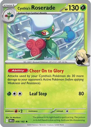 SV10 Destined Rivals 008/182 Cynthia's Roserade - Holofoil - Rare