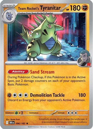 SV10 Destined Rivals 096/182 Team Rocket's Tyranitar - Holofoil - Rare
