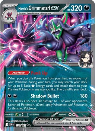 SV10 Destined Rivals 136/182 Marnie's Grimmsnarl ex - Holofoil - Double Rare
