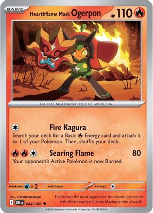 SV10 Destined Rivals 044/182 Hearthflame Mask Ogerpon - Reverse Holofoil - Uncommon