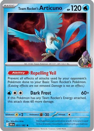 SV10 Destined Rivals 051/182 Team Rocket's Articuno - Holofoil - Rare
