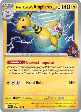 SV10 Destined Rivals 074/182 Team Rocket's Ampharos - Uncommon