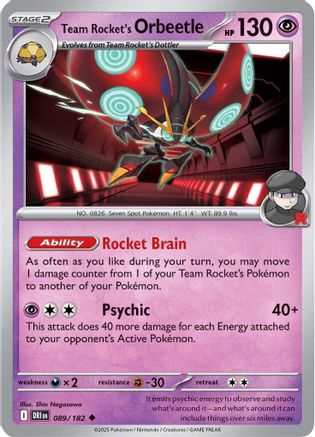 SV10 Destined Rivals 089/182 Team Rocket's Orbeetle - Reverse Holofoil - Uncommon