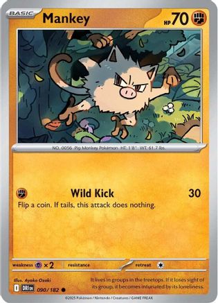 SV10 Destined Rivals 090/182 Mankey - Reverse Holofoil - Common