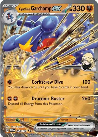 SV10 Destined Rivals 104/182 Cynthia's Garchomp ex - Holofoil - Double Rare