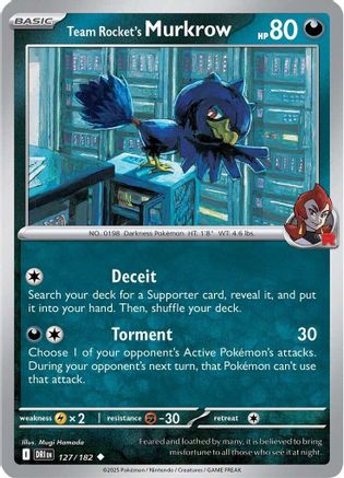 SV10 Destined Rivals 127/182 Team Rocket's Murkrow - Reverse Holofoil - Uncommon