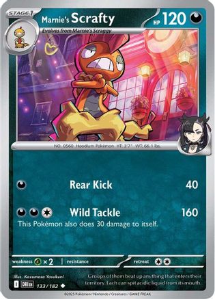SV10 Destined Rivals 133/182 Marnie's Scrafty - Reverse Holofoil - Uncommon