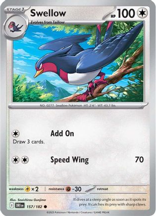 SV10 Destined Rivals 157/182 Swellow - Reverse Holofoil - Common