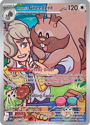 SV10 Destined Rivals 205/182 Arven's Greedent - Holofoil - Illustration Rare