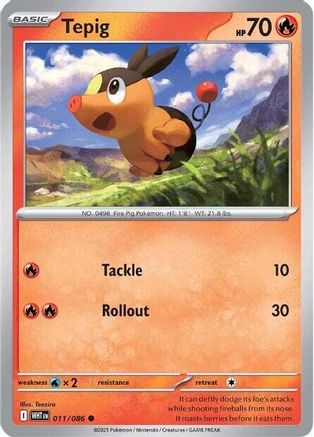 SV White Flare 011/086 Tepig - Reverse Holofoil - Common