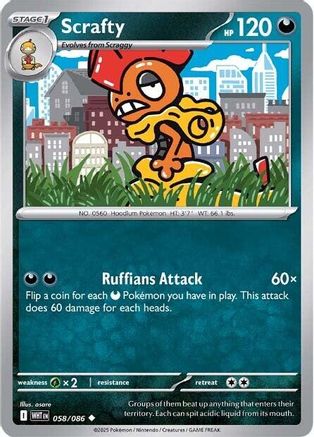 SV White Flare 058/086 Scrafty - Reverse Holofoil - Uncommon