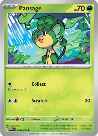 SV Black Bolt 004/086 Pansage - Reverse Holofoil - Common