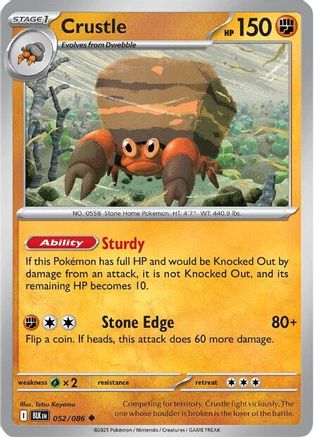SV Black Bolt 052/086 Crustle - Reverse Holofoil - Uncommon