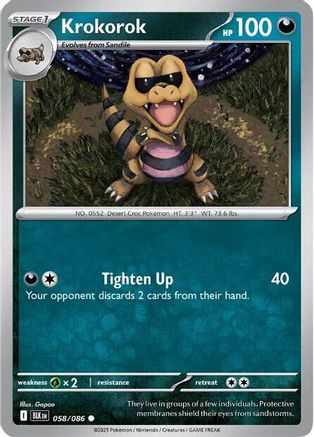 SV Black Bolt 058/086 Krokorok - Reverse Holofoil - Common