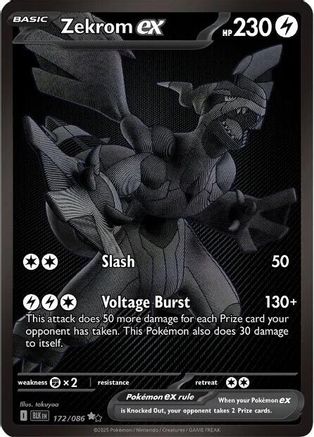 SV Black Bolt 172/086 Zekrom ex - Holofoil - Black White Rare
