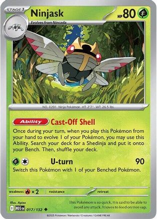 ME01 Mega Evolution 017/132 Ninjask - Reverse Holofoil - Uncommon