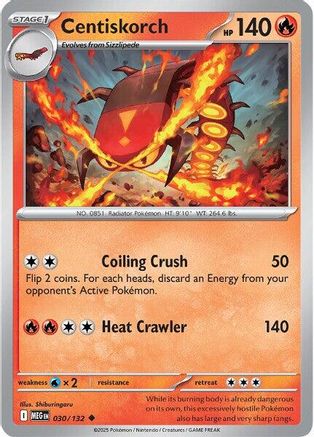ME01 Mega Evolution 030/132 Centiskorch - Reverse Holofoil - Uncommon