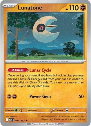 ME01 Mega Evolution 074/132 Lunatone - Holofoil - Rare