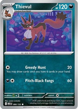 ME01 Mega Evolution 090/132 Thievul - Reverse Holofoil - Common