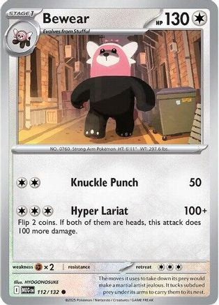 ME01 Mega Evolution 112/132 Bewear - Reverse Holofoil - Common