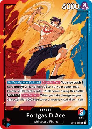 Carrying On His Will OP13-002 Portgas.D.Ace (002) (OP13-002) - Leader