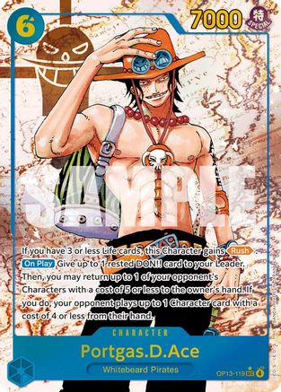 Carrying On His Will OP13-119 Portgas.D.Ace (119) (Parallel) (OP13-119) - Foil - Secret Rare