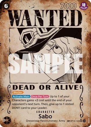 Carrying On His Will OP13-120 Sabo (120) (Wanted Poster) (OP13-120) - Foil - Secret Rare