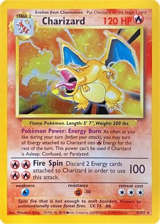 Base Set 004 Charizard (Black Dot Error) - Holofoil - Holo Rare