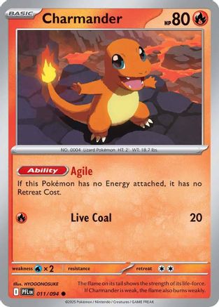 ME02 Phantasmal Flames 011 Charmander - Reverse Holofoil - Common