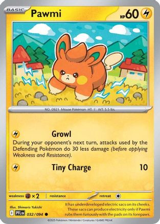 ME02 Phantasmal Flames 032 Pawmi - Reverse Holofoil - Common
