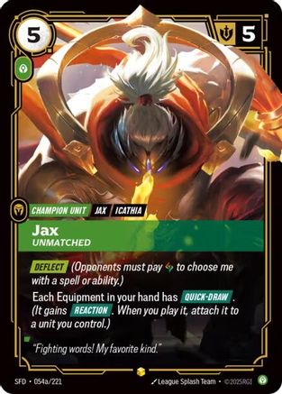 Spiritforged (054a/221): Jax - Unmatched (Alternate Art) - Foil