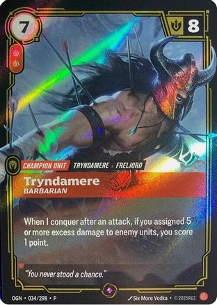 Riftbound Organized Play Promotional Cards (034/298): Tryndamere - Barbarian - Foil