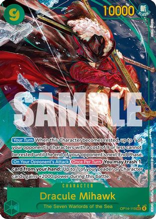 The Azure Seas Seven OP14-119 Dracule Mihawk - OP14-119 (Alternate Art) (OP14-119) - Foil - Secret Rare
