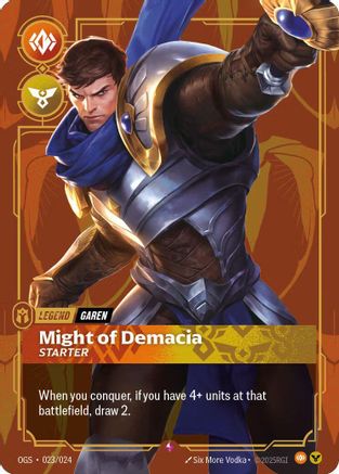 Riftbound Organized Play Promotional Cards (023/024): Garen - Might of Demacia (Metal) - Foil