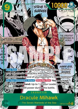 The Azure Seas Seven OP14-119 Dracule Mihawk (Manga) (OP14-119) - Foil - Secret Rare