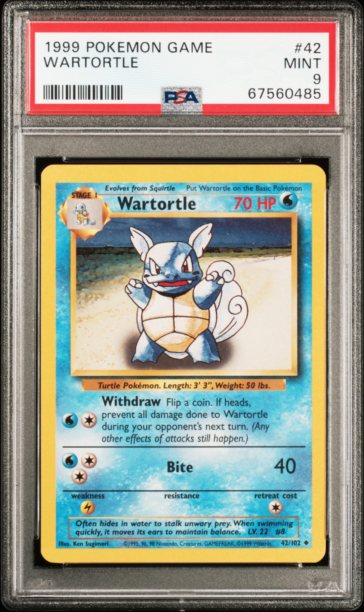 Base Set 042/102 PSA9 #67560485 Wartortle - Uncommon