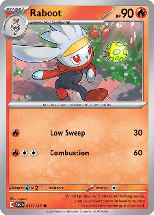 ME Ascended Heroes 037 Raboot - Reverse Holofoil - Common
