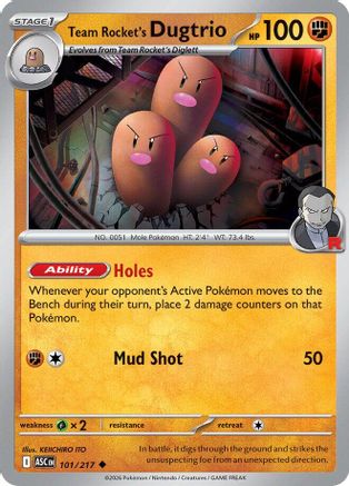 ME Ascended Heroes 101/217 Team Rocket's Dugtrio - Reverse Holofoil - Uncommon