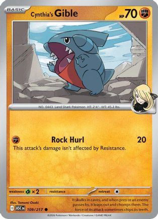 ME Ascended Heroes 109 Cynthia's Gible - Common